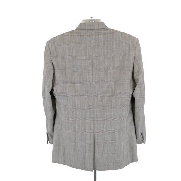 Jos A Bank Wool‎ Cream Black Plaid W/ Orange Windowpane Sport Coat 42L 2 Button - Picture 6 of 13